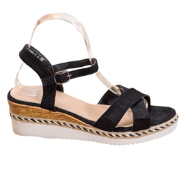 Small Swan Sandali con zeppa con glitter nero