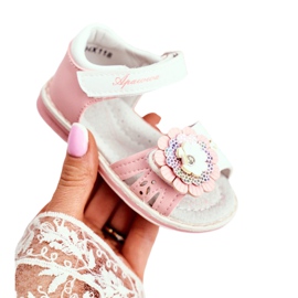 Apawwa Sandali da bambino con velcro Flower Pink Mino bianca rosa