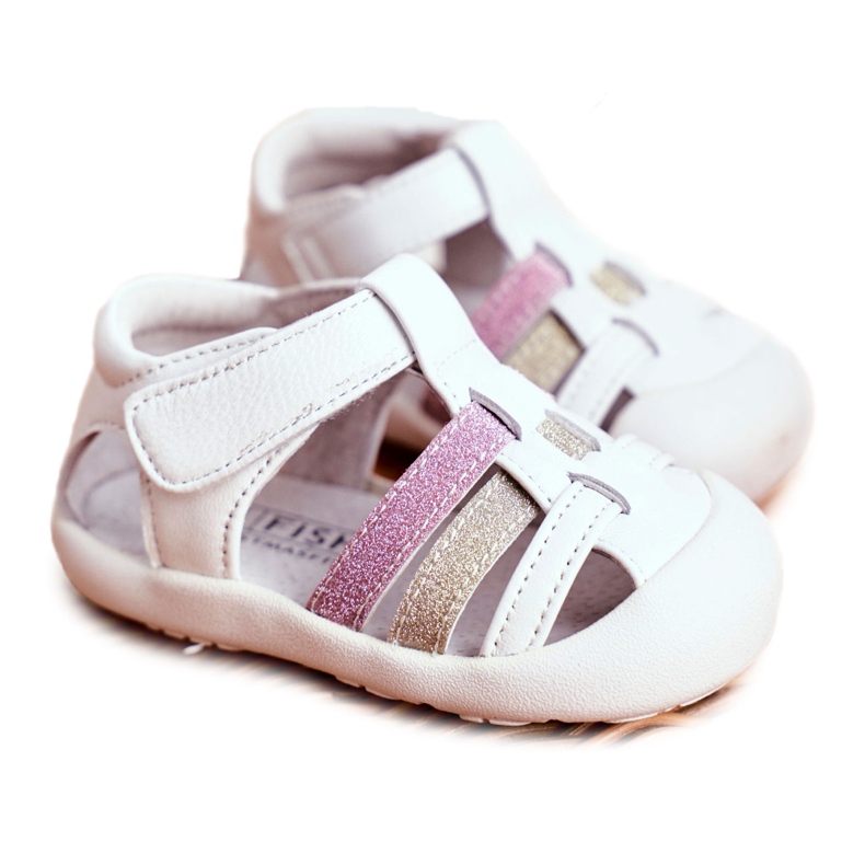 Apawwa Sandali Bambini con Velcro Glitter Bianco Ontario bianca rosa d'oro