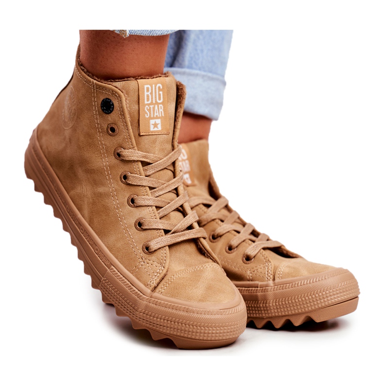 Sneakers da donna Big Star High Warm Camel GG274072 marrone