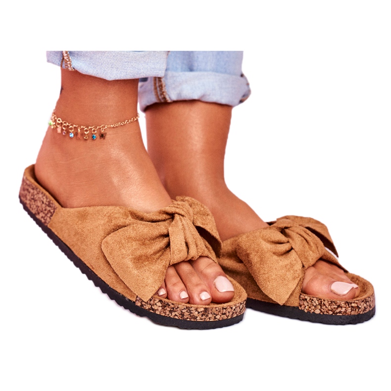 NFR Pantofole Marroni Da Donna Con Fiocco Wendy Cork marrone