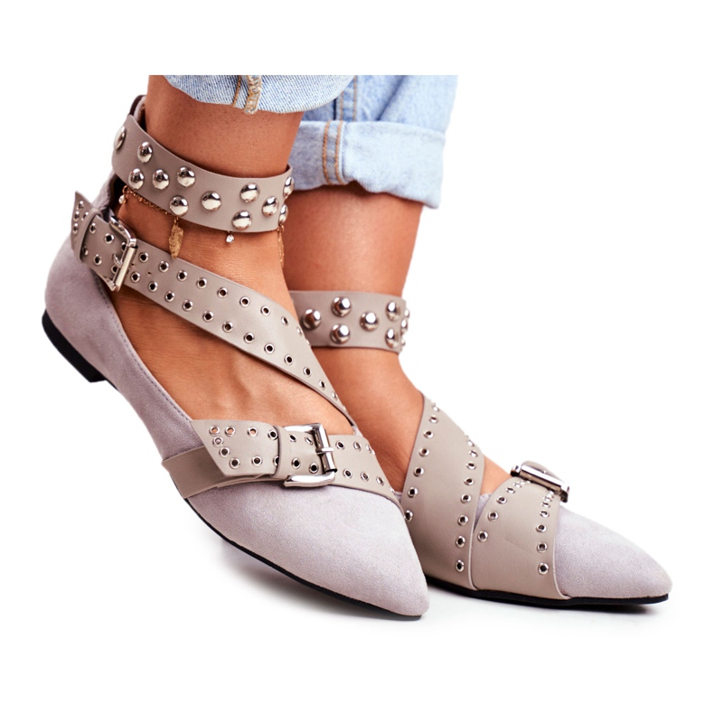 Lu Boo Ballerina In Spitz Rivetti A Righe Grigio Esteria