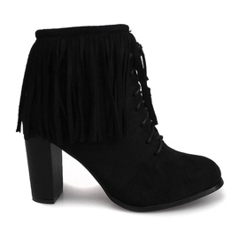 Stivali in pelle scamosciata su un post Boho F-148 BLACK nero