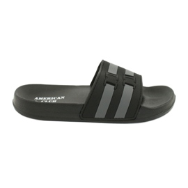 American Club Ciabatte da piscina americane NH16 a due strisce nero grigio