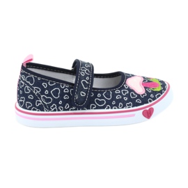 American Club Sneakers ballerine con velcro TEN15 cuori bianca blu navy rosa