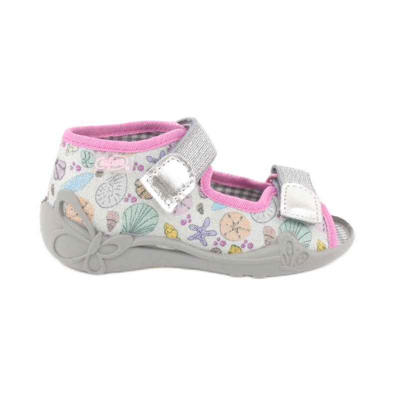 Pantofole per bambini Befado 242P097 multicolore rosa grigio