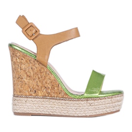 Sandali con zeppa espadrillas verdi VB76063 beige verde