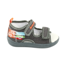American Club Sandali americani, scarpe per bambini, inserto in pelle TEN46, grigio