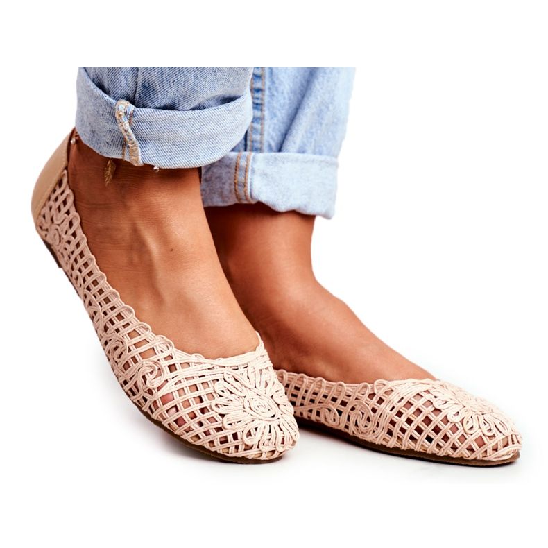 Lu Boo Ballerine Traforate Beige Da Donna Intrecciate Carry