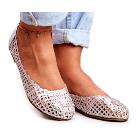 Lu Boo Ballerine da donna argento traforato intrecciato Carry grigio
