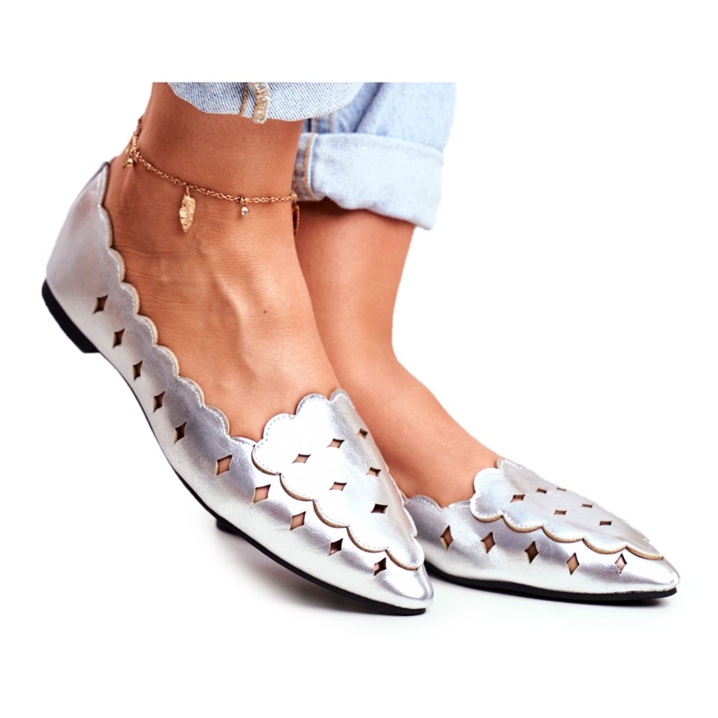 Lu Boo Ballerine da donna argento metallizzato Dianna grigio