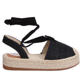 Sandali neri da donna espadrillas TU139P Black nero
