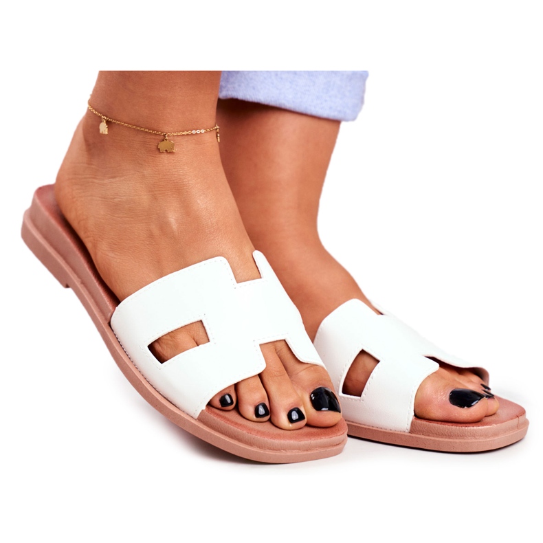 BUGO Pantofole da donna bianche geometriche classiche Theodora bianca