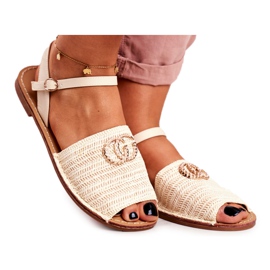 Sandali bassi da donna beige Lu Boo intrecciati Felicia