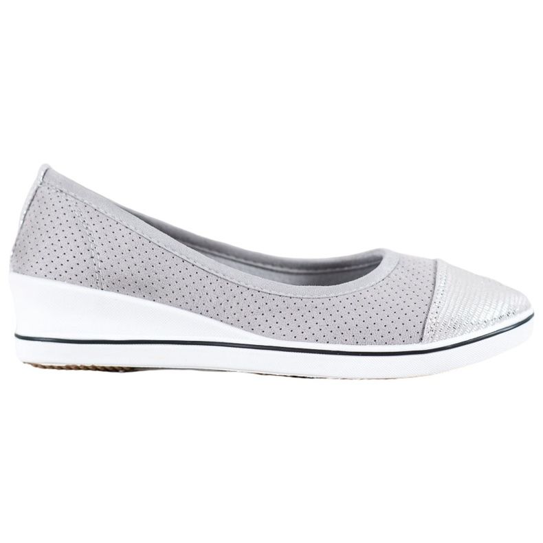 SHELOVET Ballerina grigia su zeppa grigio