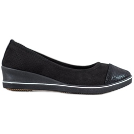 SHELOVET Ballerina nera su zeppa nero