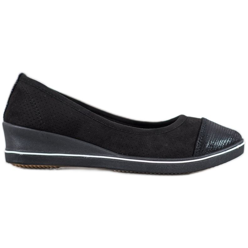 SHELOVET Ballerina nera su zeppa nero