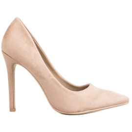 Small Swan Décolleté in pelle scamosciata su uno spillo marrone