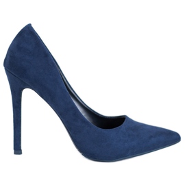 Small Swan Décolleté in pelle scamosciata su uno spillo blu