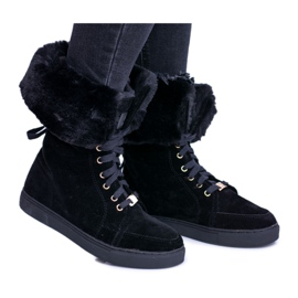 Stivaletto in camoscio nero Lu Boo Timberki con pelliccia