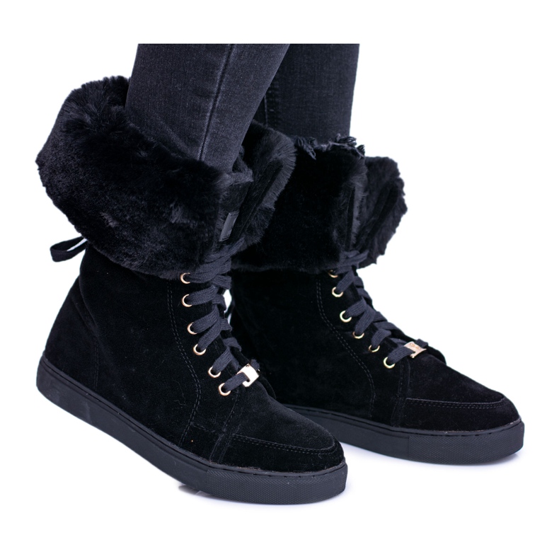 Stivaletto in camoscio nero Lu Boo Timberki con pelliccia