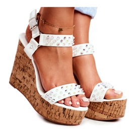 Sandali da donna con zeppa Lu Boo White Gail bianca