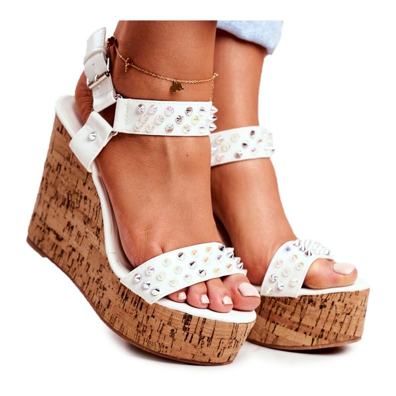Sandali da donna con zeppa Lu Boo White Gail bianca
