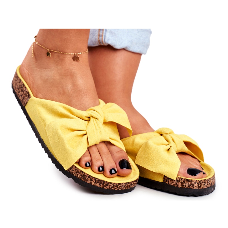 PS1 Pantofole gialle da donna con fiocco in sughero Wendy giallo