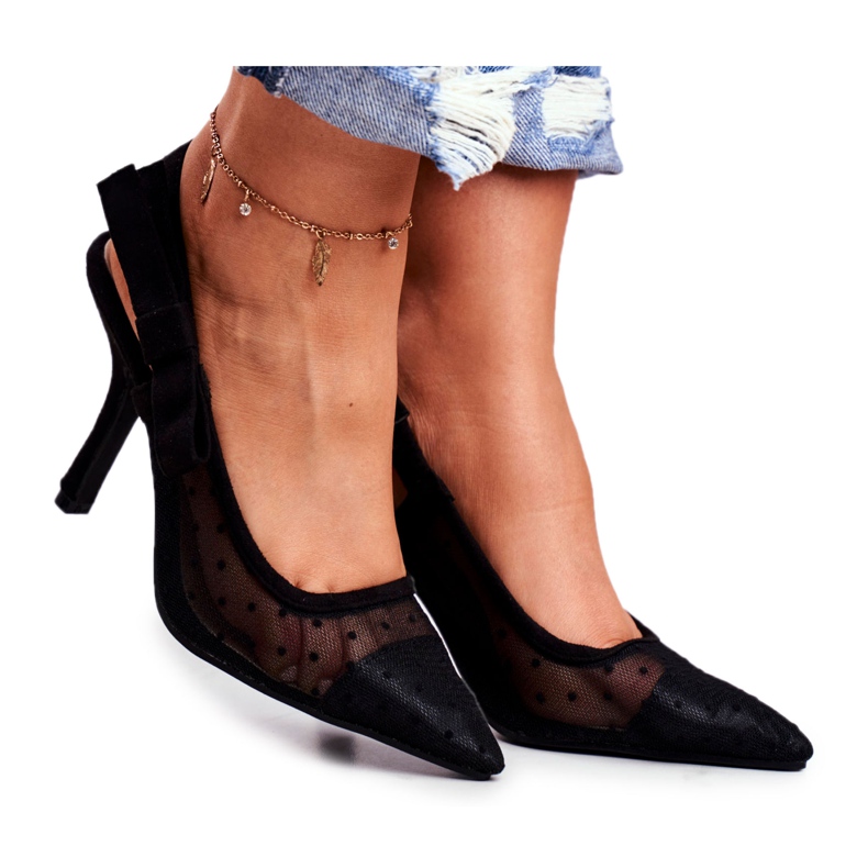LU BOO Tacchi alti da donna Lolita in rete nero