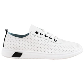 SHELOVET Sneakers Traforate Con Ecopelle bianco
