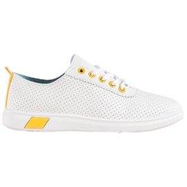 SHELOVET Sneakers Traforate Con Ecopelle bianca