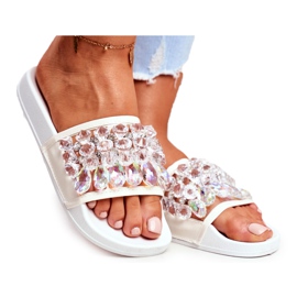 Ciabatte Donna Lu Boo Cristalli Bianco Bobbi