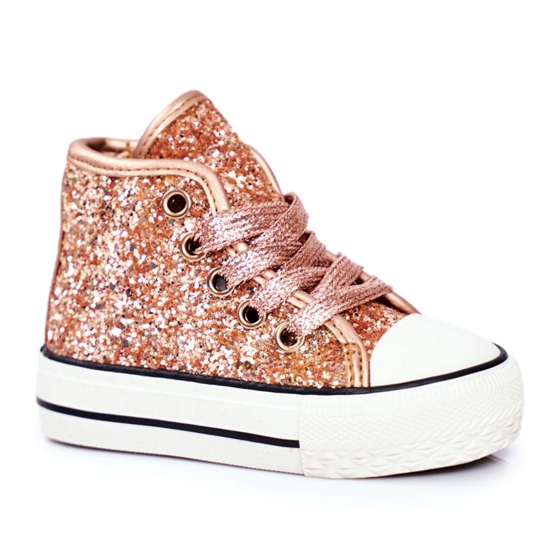 FRROCK Sneakers per bambini High Shiny Golden Ally d'oro