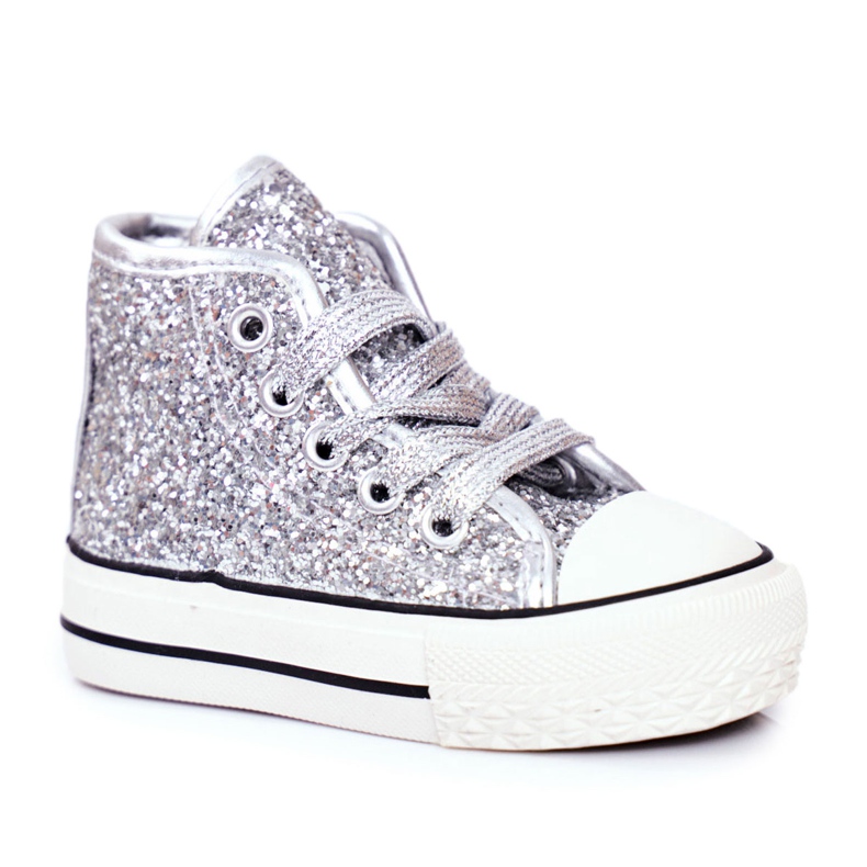 FRROCK Sneakers Bambini High Shiny Silver Ally d'argento