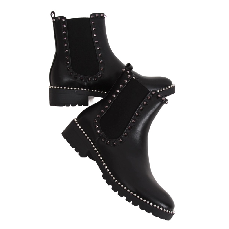 Stivaletti Chelsea neri con borchie nere NC826 Black nero