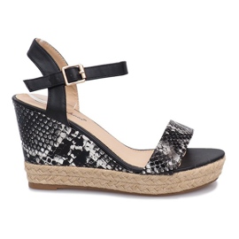 Sandali neri con zeppa espadrillas 181 nero