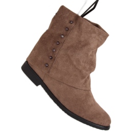 Stivali su una zeppa nascosta beige ST-03P Khaki marrone cachi