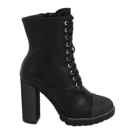 Stivali stringati neri, nero NS081 Nero