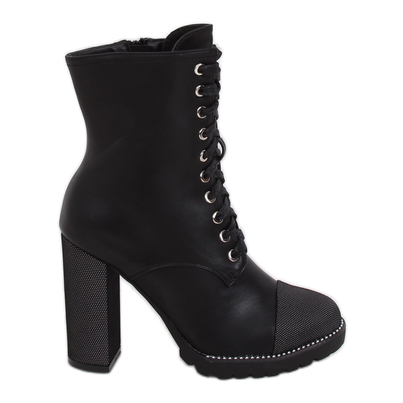 Stivali stringati neri, nero NS081 Nero
