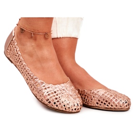 Lu Boo Ballerine da donna in oro rosa traforato intrecciato Carry