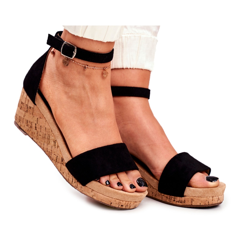 PS1 Sandali da donna con zeppa neri MarryMe nero