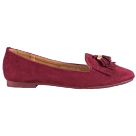 Fama Signori in pelle scamosciata con frange rosso