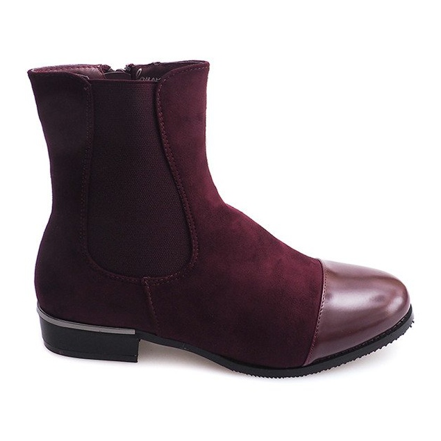 XF220 Stivaletti scamosciati bordeaux con cerniera rosso multicolore
