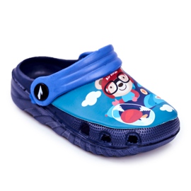 Pantofole per bambini Foam Crocs Navy Blue Teddy Bear Pilot SuperFly blu navy