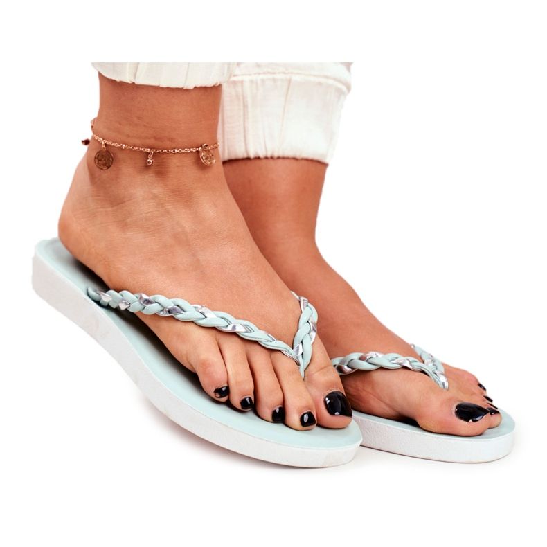 PS1 Pantofole Donna Infradito Cintura Intrecciata Verde Peggie