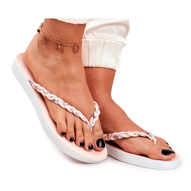 PS1 Pantofole Donna Infradito Cintura Intrecciata Rosa Peggie