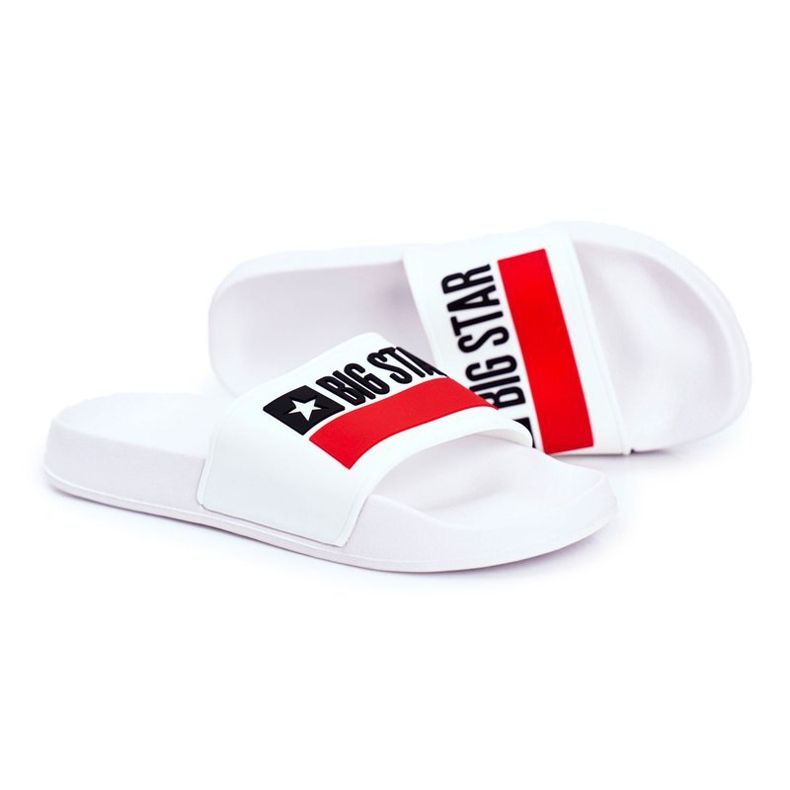 Pantofole da uomo Big Star Classic White GG174938 bianca nero rosso