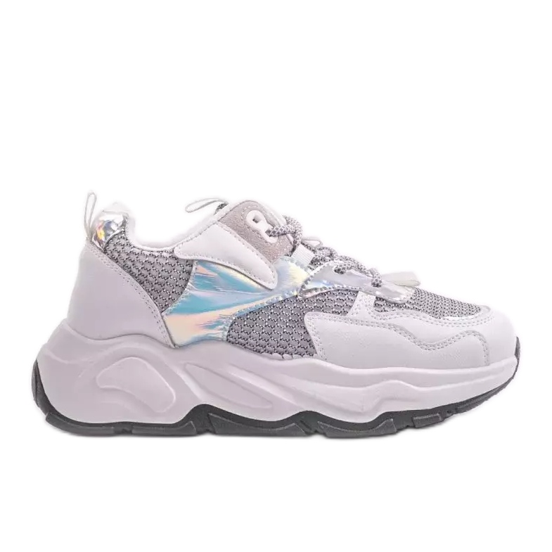 Sneakers sportive bianche con inserti grigi RAL-63 bianca grigio