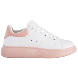 SHELOVET Scarpe da ginnastica su una piattaforma di polvere bianco rosa