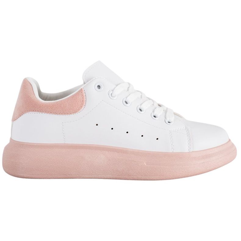 SHELOVET Scarpe da ginnastica su una piattaforma di polvere bianca rosa